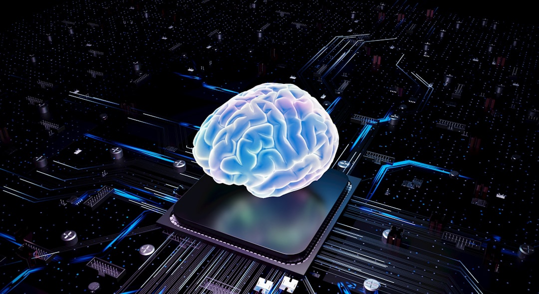 科学家在实验室中通过脑机接口设备分析脑波数据，以训练物理AI机器人