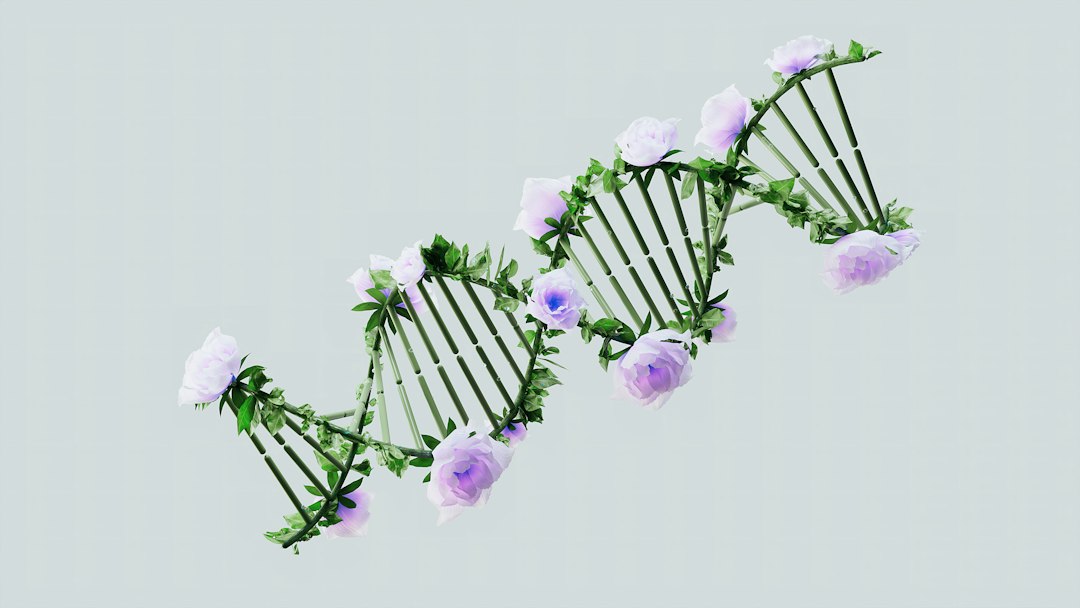 DNA双螺旋结构示意图与AI芯片的融合